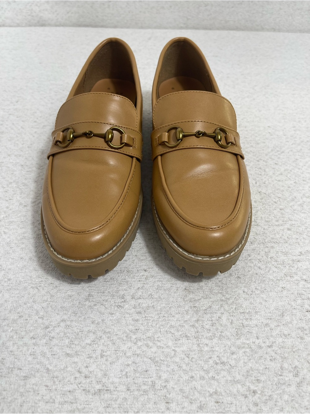 A New Day Women’s Beige Slip-On Loafer Flats Buckle Hardware Comfort Sz8.5. #549